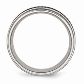 Stainless Steel 10mm Diamond Wedding Band with Ridged Edge